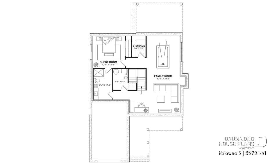 Finished basement (Optional $) - Country home plan with 4 to 5 bedrooms, garage, office, sheltered terrace and beautiful master suite - Kelowna 2