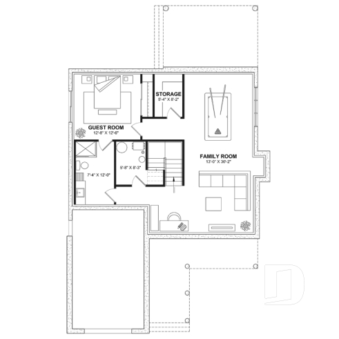 Finished basement (Optional $) - Country home plan with 4 to 5 bedrooms, garage, office, sheltered terrace and beautiful master suite - Kelowna 2