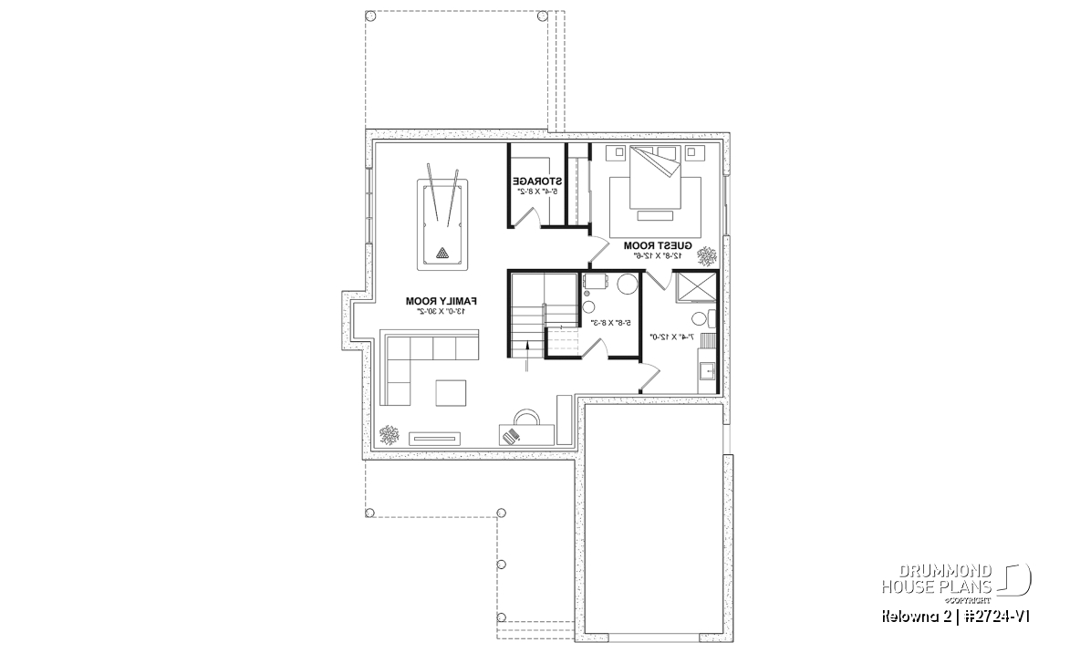 Finished basement (Optional $) - Country home plan with 4 to 5 bedrooms, garage, office, sheltered terrace and beautiful master suite - Kelowna 2