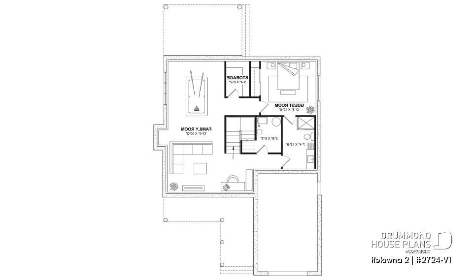 Finished basement (Optional $) - Country home plan with 4 to 5 bedrooms, garage, office, sheltered terrace and beautiful master suite - Kelowna 2
