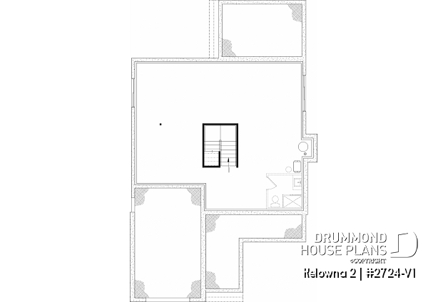 Unfinished basement of house plan 2724-V1 Unfinished basement - Country home plan with 4 to 5 bedrooms, garage, office, sheltered terrace and beautiful master suite - Kelowna 2