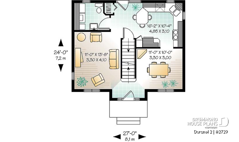 1st level - Country &amp; rustic home design, transitional style home plan, 3 bedrooms, open floor plan, double sink - Duranel 2