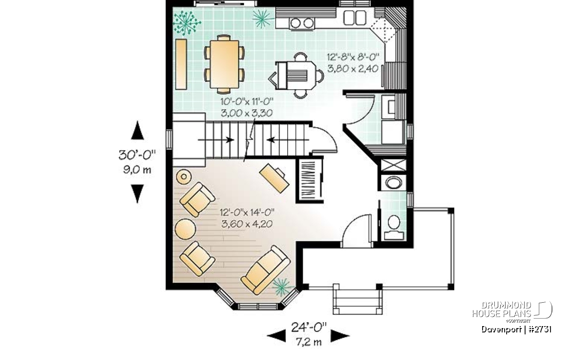 1st level - Victorian inspired cottage plan, 3 bedrooms, abundant fenestration, shutters, open space - Westfield