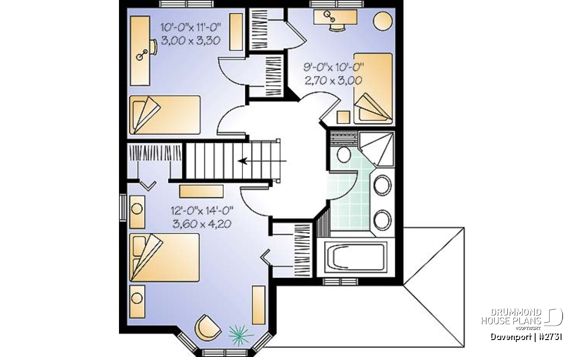 2nd level - Victorian inspired cottage plan, 3 bedrooms, abundant fenestration, shutters, open space - Westfield
