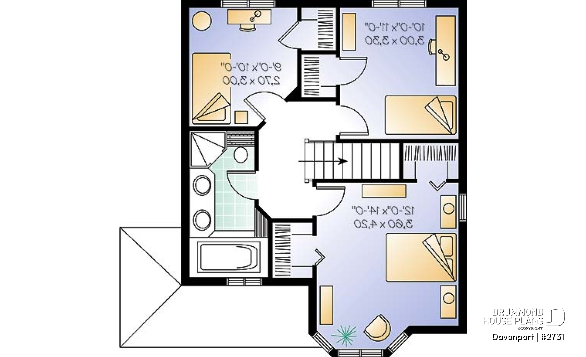 2nd level - Victorian inspired cottage plan, 3 bedrooms, abundant fenestration, shutters, open space - Westfield
