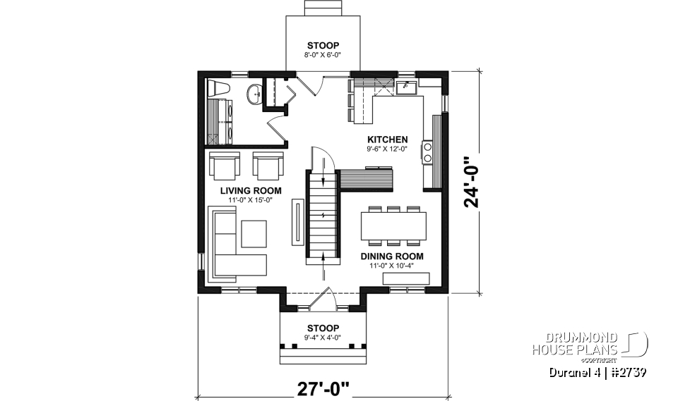 1st level - Transitional style economical with kitchen island, laundry room on main, 3 bedrooms - Duranel 4