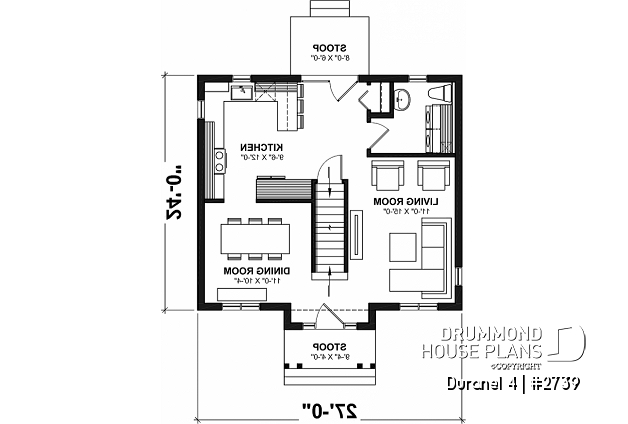 1st level - Transitional style economical with kitchen island, laundry room on main, 3 bedrooms - Duranel 4