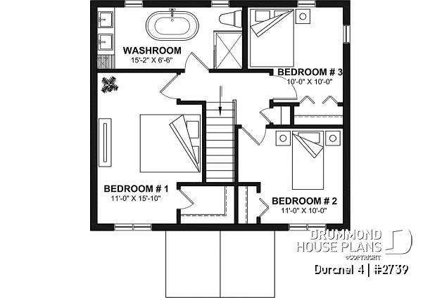 2nd level - Transitional style economical with kitchen island, laundry room on main, 3 bedrooms - Duranel 4