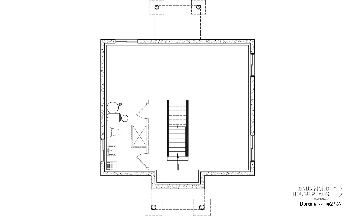 Unfinished basement - Transitional style economical with kitchen island, laundry room on main, 3 bedrooms - Duranel 4