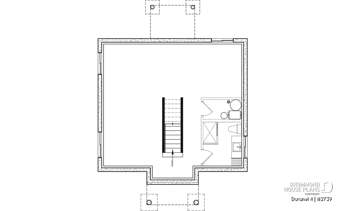 Unfinished basement - Transitional style economical with kitchen island, laundry room on main, 3 bedrooms - Duranel 4
