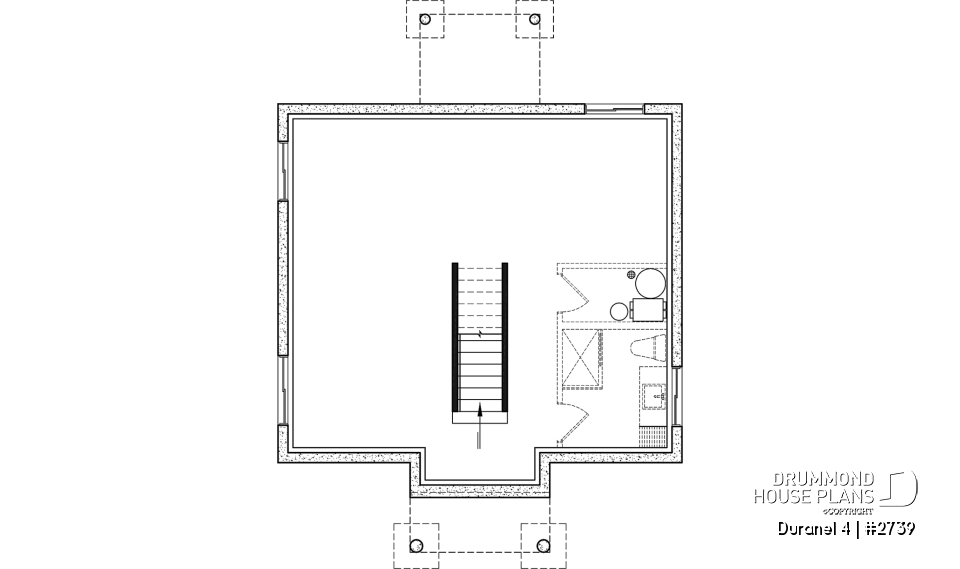 Unfinished basement - Transitional style economical with kitchen island, laundry room on main, 3 bedrooms - Duranel 4