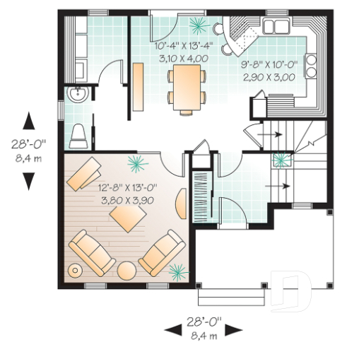 1st level - Traditional american 2-storey home with formal living room, 3 bedrooms and nice covered front porch - Acrivie 2