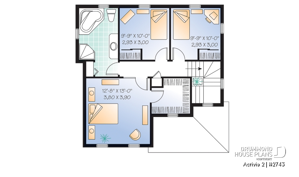 2nd level - Traditional american 2-storey home with formal living room, 3 bedrooms and nice covered front porch - Acrivie 2