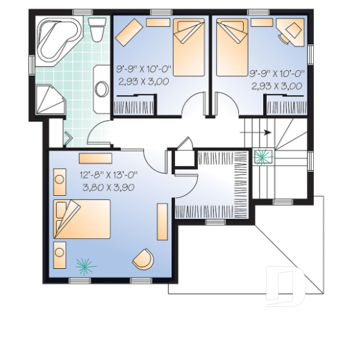 2nd level - Traditional american 2-storey home with formal living room, 3 bedrooms and nice covered front porch - Acrivie 2
