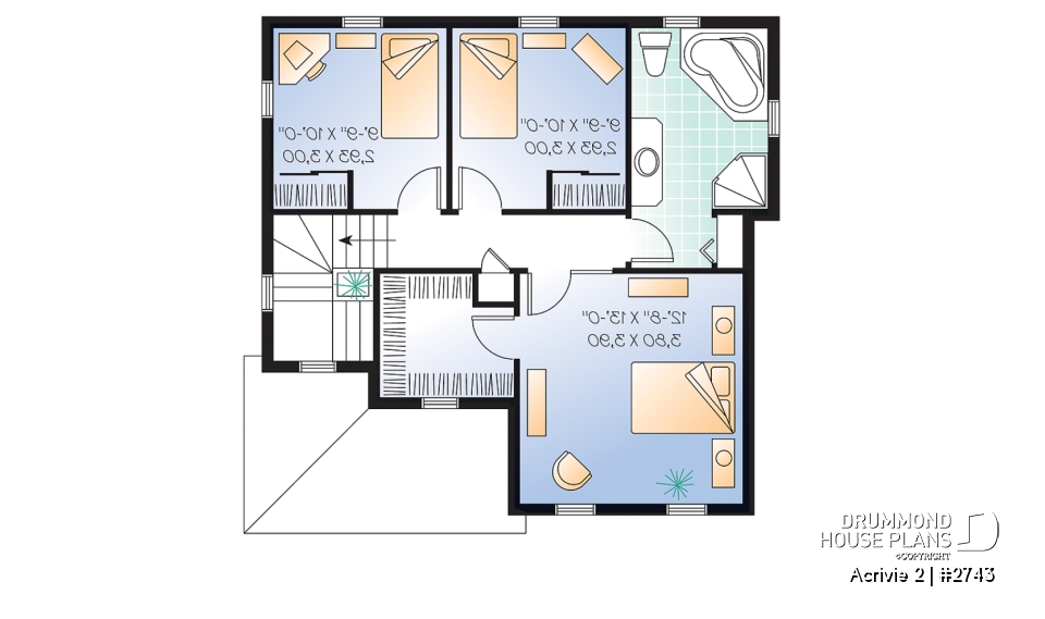 2nd level - Traditional american 2-storey home with formal living room, 3 bedrooms and nice covered front porch - Acrivie 2