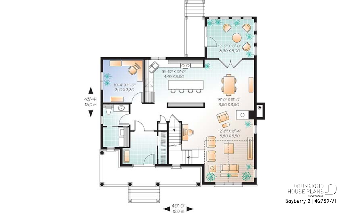 1st level - 3 to 4 bedroom Traditional home with solarium and home office - Bayberry 2