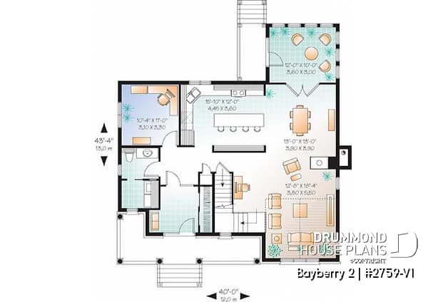 1st level - 3 to 4 bedroom Traditional home with solarium and home office - Bayberry 2