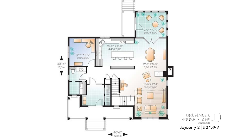 1st level - 3 to 4 bedroom Traditional home with solarium and home office - Bayberry 2