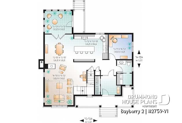 1st level - 3 to 4 bedroom Traditional home with solarium and home office - Bayberry 2