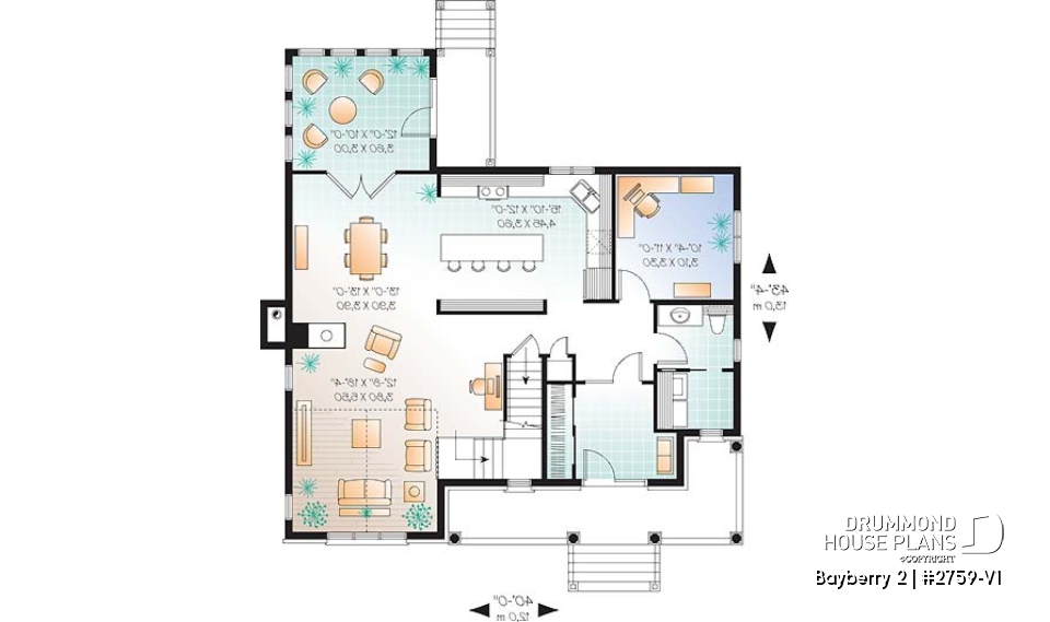 1st level - 3 to 4 bedroom Traditional home with solarium and home office - Bayberry 2
