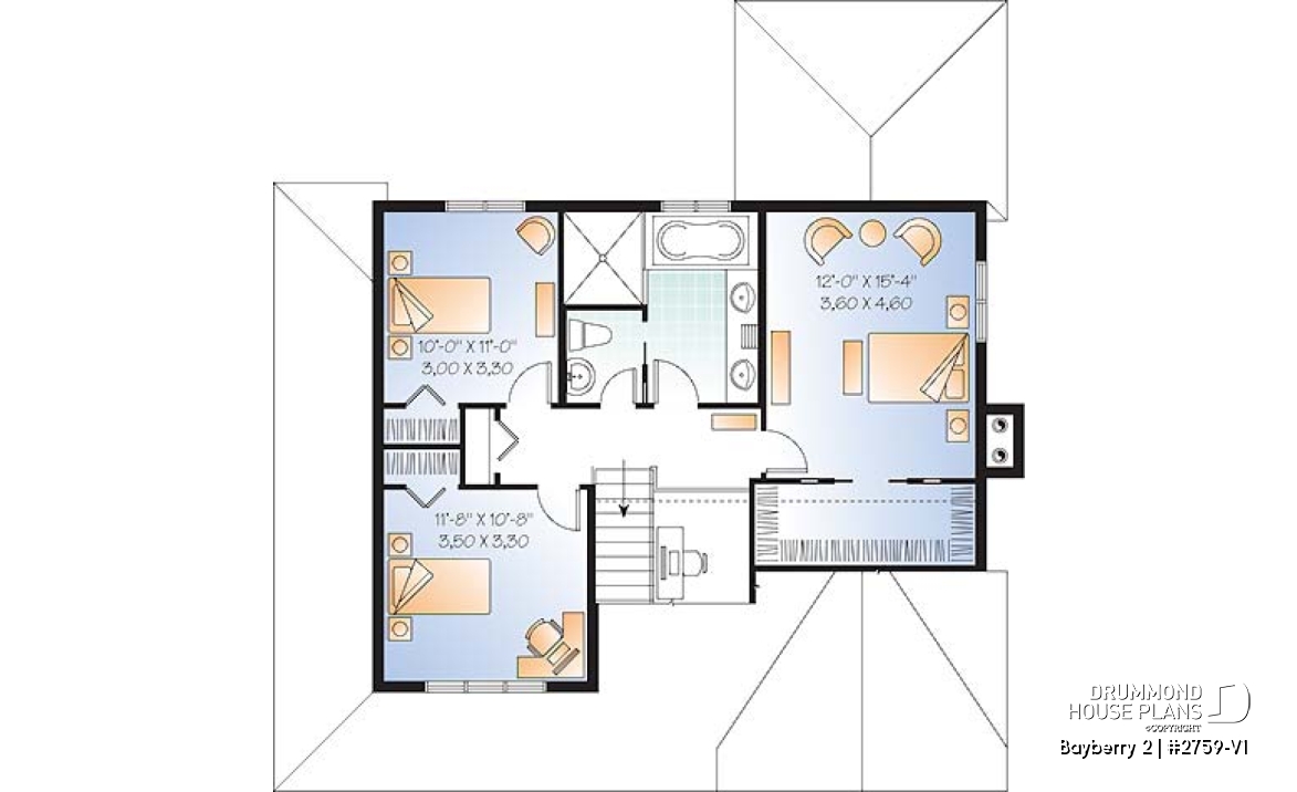 2nd level - 3 to 4 bedroom Traditional home with solarium and home office - Bayberry 2