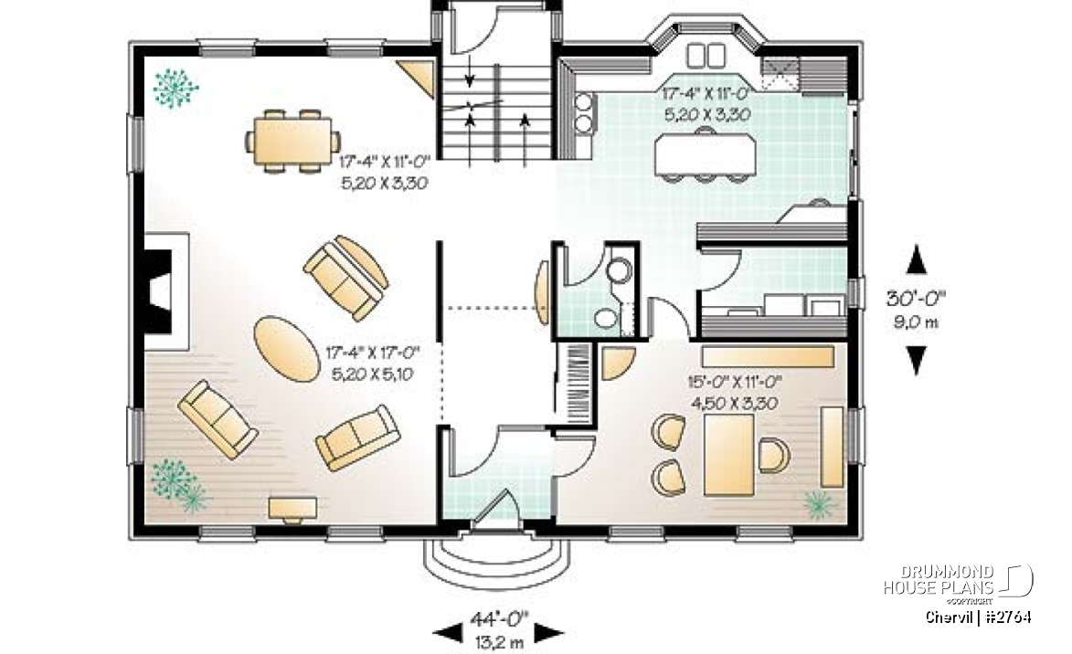 1st level - Historical European style house plan with 9' ceiling on main floor, 2 fireplaces - Chervil
