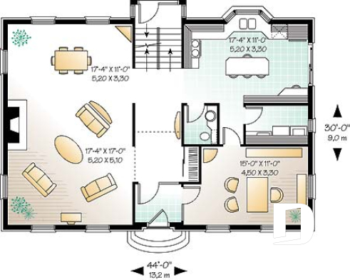 1st level - Historical European style house plan with 9' ceiling on main floor, 2 fireplaces - Chervil