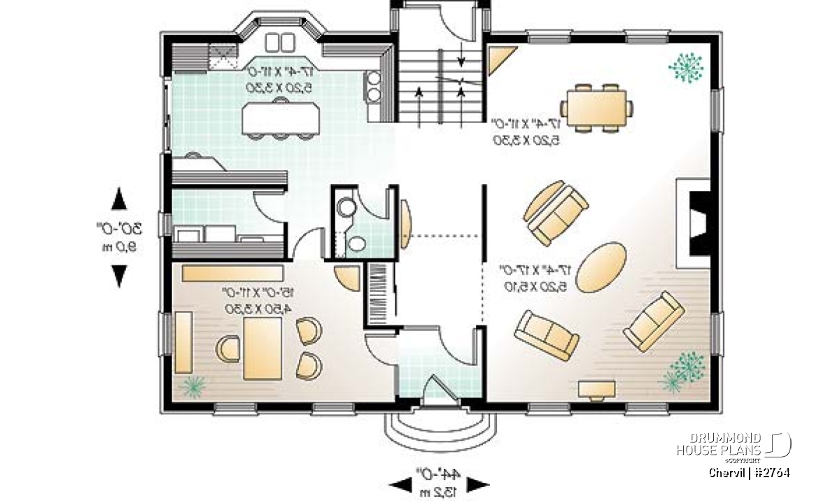 1st level - Historical European style house plan with 9' ceiling on main floor, 2 fireplaces - Chervil