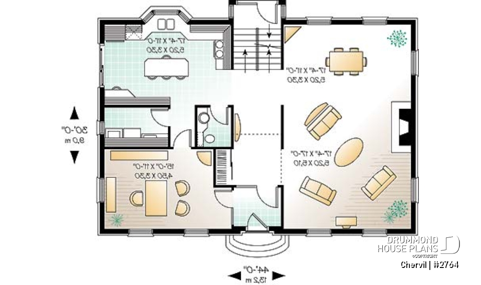 1st level - Historical European style house plan with 9' ceiling on main floor, 2 fireplaces - Chervil