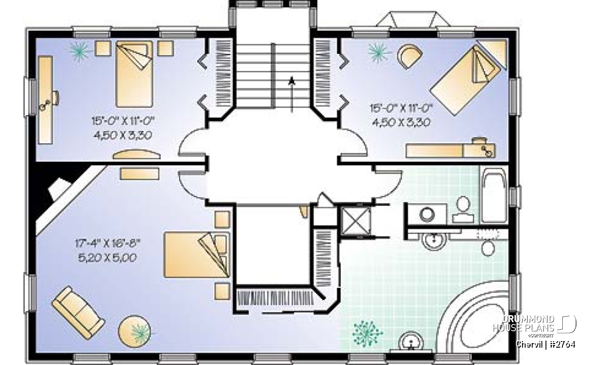 2nd level - Historical European style house plan with 9' ceiling on main floor, 2 fireplaces - Chervil