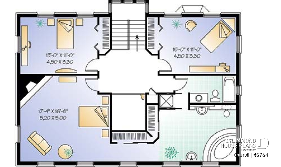 2nd level - Historical European style house plan with 9' ceiling on main floor, 2 fireplaces - Chervil