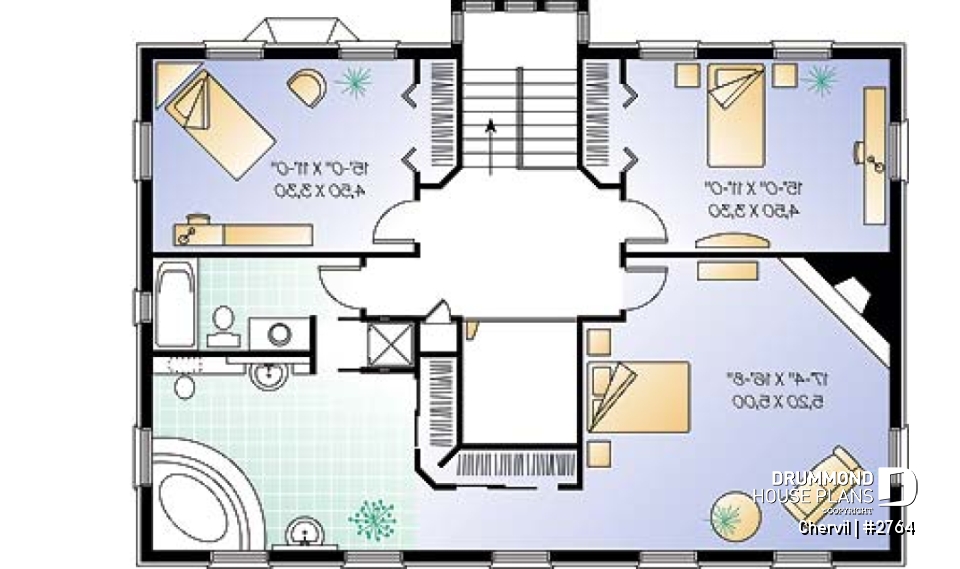 2nd level - Historical European style house plan with 9' ceiling on main floor, 2 fireplaces - Chervil