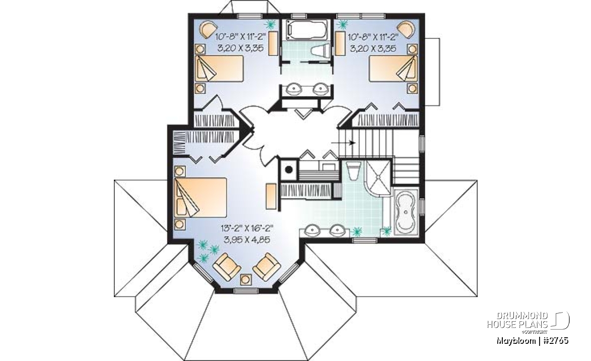 2nd level - Farmhouse, original master suite, family room with fireplace, 3 bedrooms - Maybloom