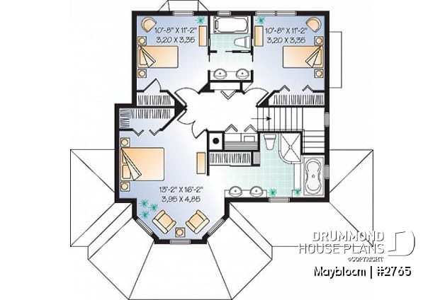 2nd level - Farmhouse, original master suite, family room with fireplace, 3 bedrooms - Maybloom