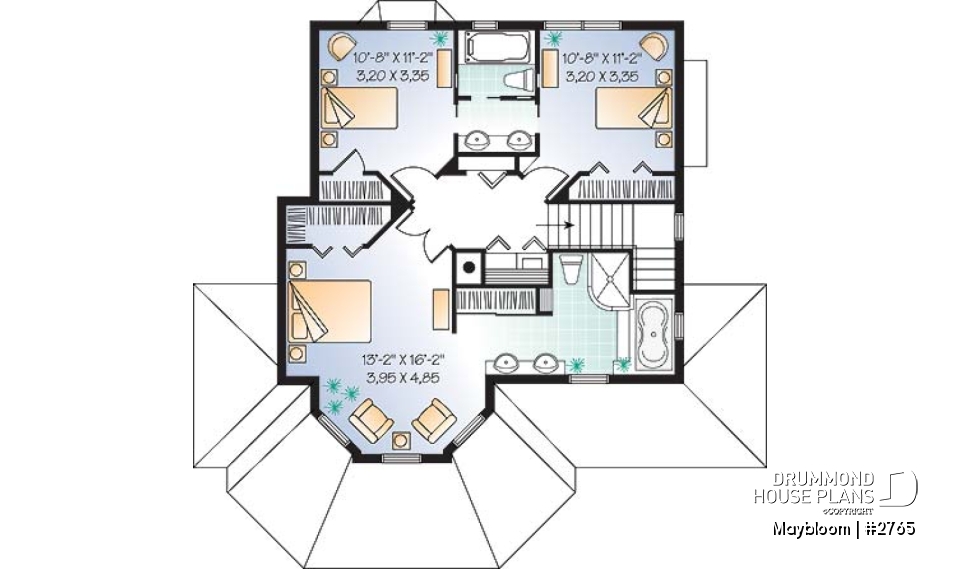 2nd level - Farmhouse, original master suite, family room with fireplace, 3 bedrooms - Maybloom
