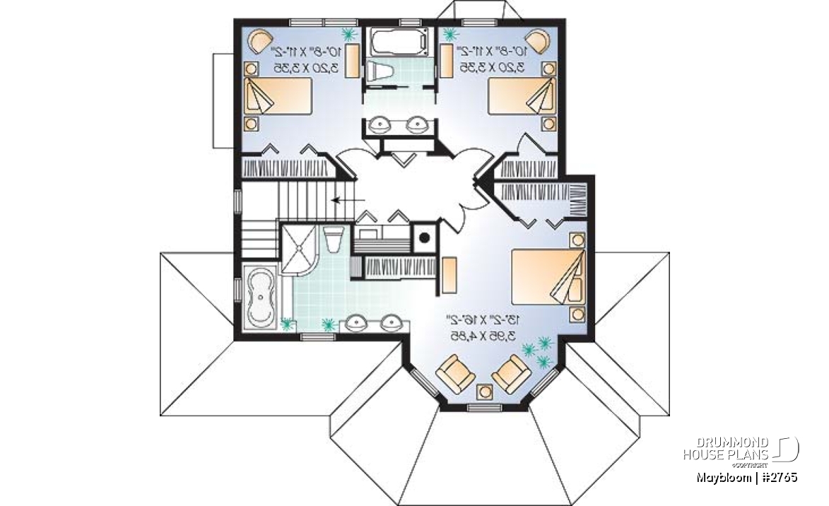 2nd level - Farmhouse, original master suite, family room with fireplace, 3 bedrooms - Maybloom