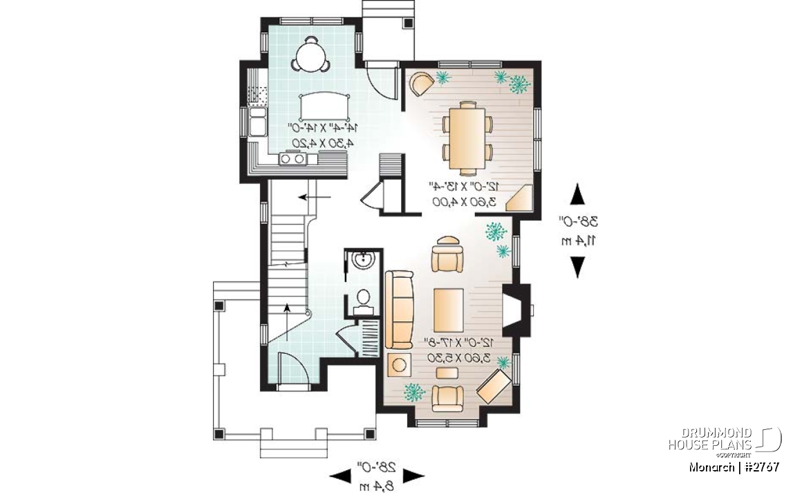 1st level - Tudor house model with master suite, total 3 bedrooms, formal dining and living rooms, fireplace - Monarch