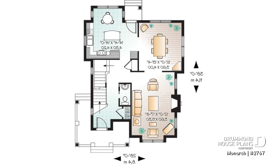 1st level - Tudor house model with master suite, total 3 bedrooms, formal dining and living rooms, fireplace - Monarch