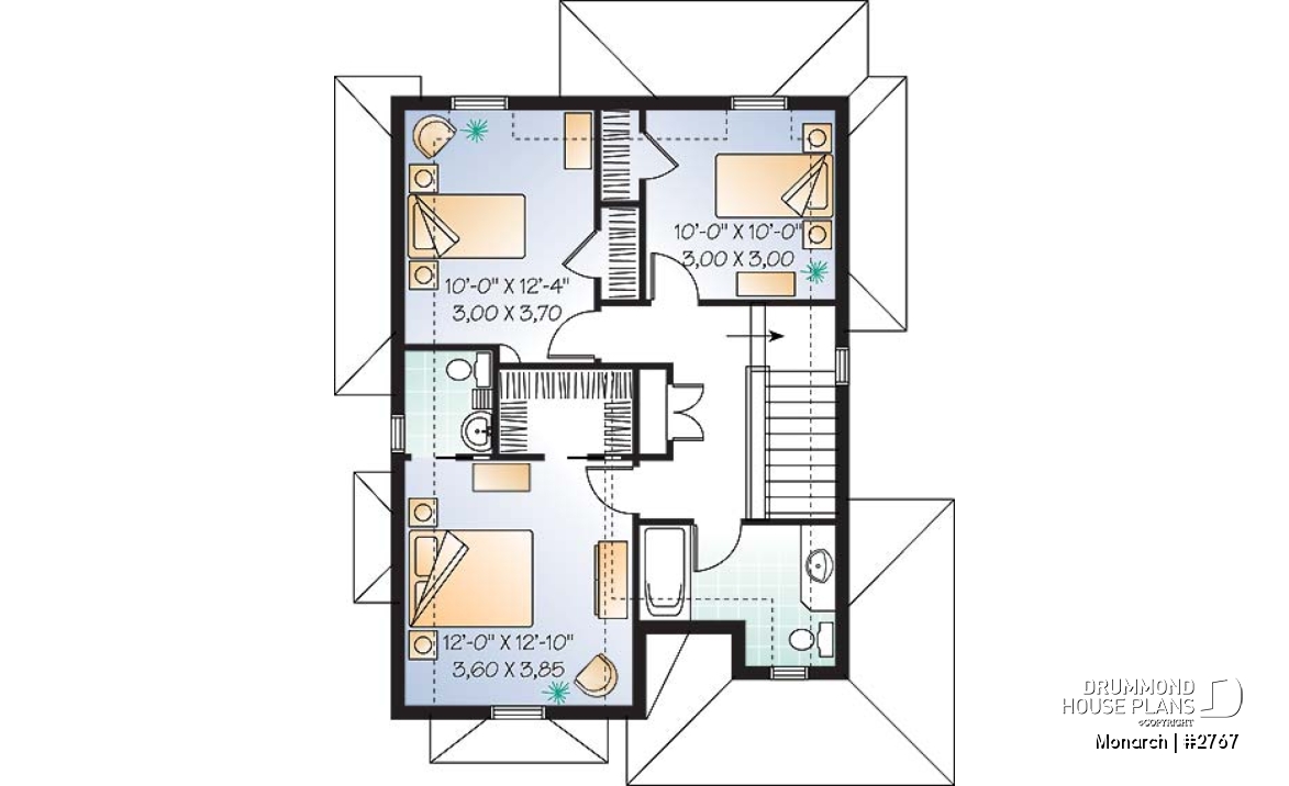 2nd level - Tudor house model with master suite, total 3 bedrooms, formal dining and living rooms, fireplace - Monarch