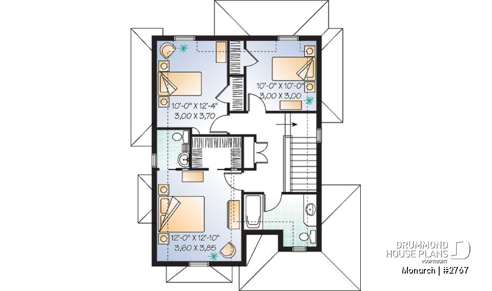 2nd level - Tudor house model with master suite, total 3 bedrooms, formal dining and living rooms, fireplace - Monarch