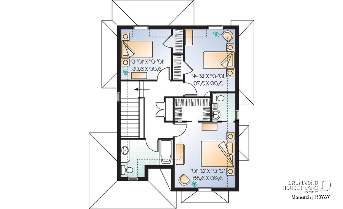 2nd level - Tudor house model with master suite, total 3 bedrooms, formal dining and living rooms, fireplace - Monarch