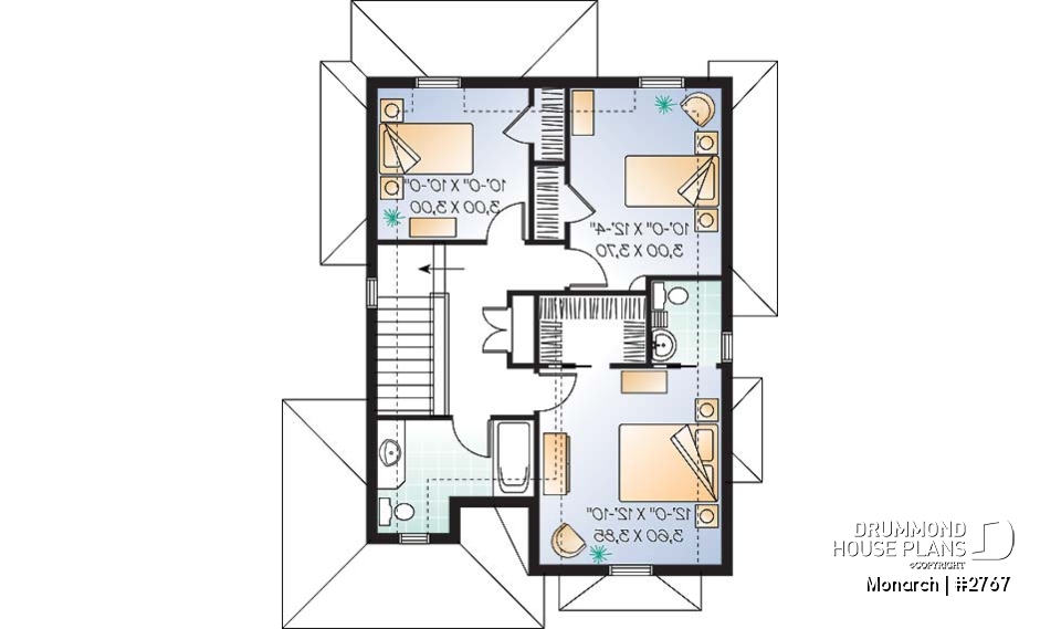 2nd level - Tudor house model with master suite, total 3 bedrooms, formal dining and living rooms, fireplace - Monarch