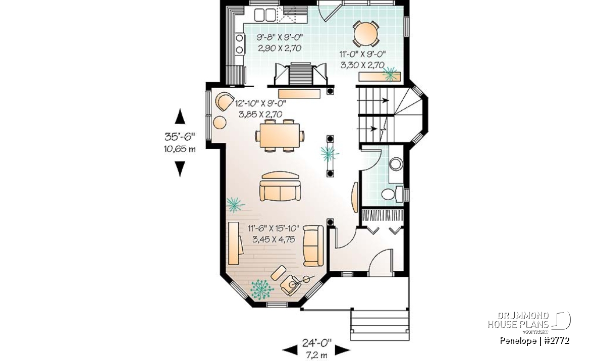 1st level - Small and charming victorian inspired home, 2 storey, 3 bedrooms - Penelope