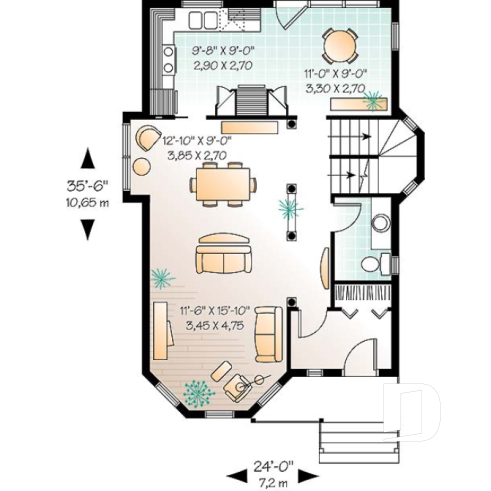 1st level - Small and charming victorian inspired home, 2 storey, 3 bedrooms - Penelope