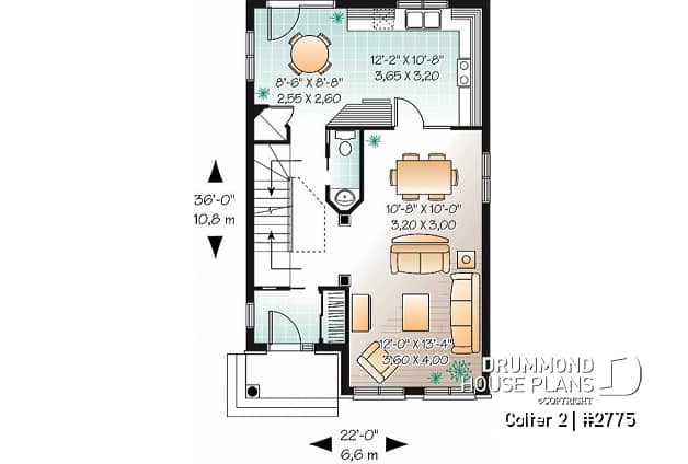 1st level - Charming 3 bedrooms cottage plan with laundry on second floor - Colter 2