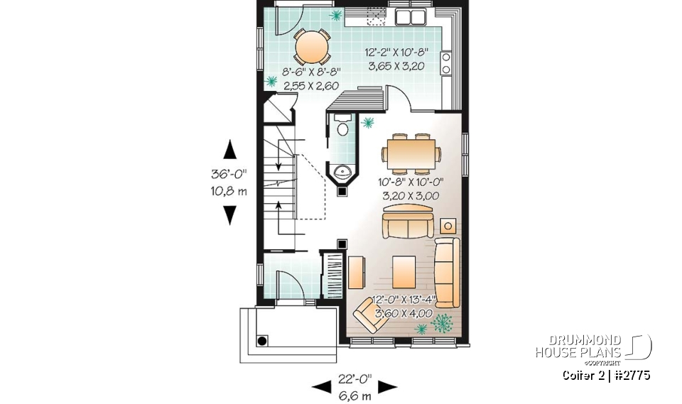 1st level - Charming 3 bedrooms cottage plan with laundry on second floor - Colter 2