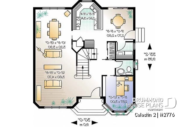 1st level - Victorian inspired house plan offering 4 bedrooms, 2 full baths, home office, breakfast nook and more! - Celestin 2
