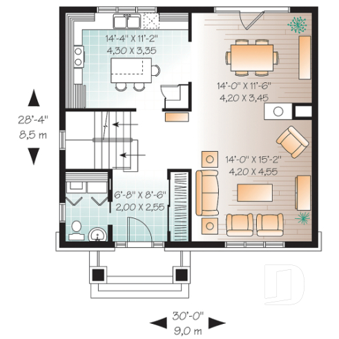 1st level - American 2 storey, 3 bedroom with walk-in closet in master bedroom, kitchen with island and pantry, fireplace - Marlowe