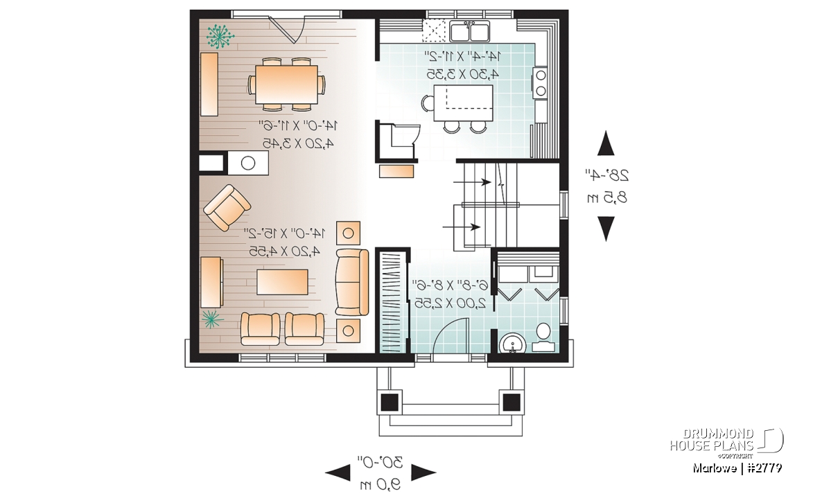 1st level - American 2 storey, 3 bedroom with walk-in closet in master bedroom, kitchen with island and pantry, fireplace - Marlowe