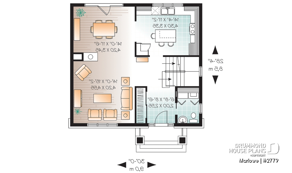1st level - American 2 storey, 3 bedroom with walk-in closet in master bedroom, kitchen with island and pantry, fireplace - Marlowe